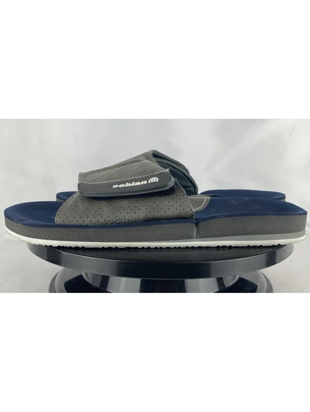 Men’s Size 9 Cobian Slide Sandals Blue Grey Adjustable Comfort Foam Slip On